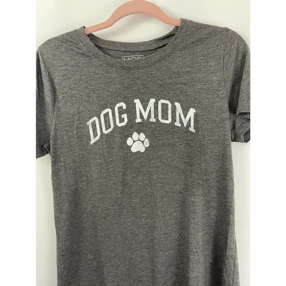 NWT Modern Lux Soft Flowy Charcoal Grey "DOG MOM" Tee Size Large #4115 - Picture 4 of 7